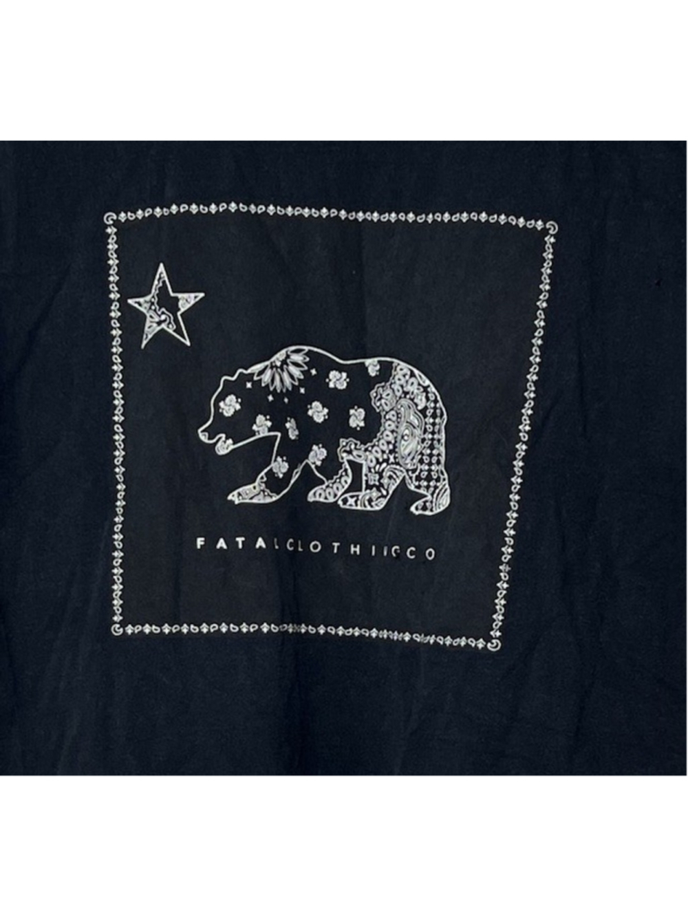 Fatal Clothing Co Black Graphic T-Shirt Bear California Logo Men’s Medium - Picture 3 of 4